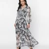 Clothing Unique Vintage Black & Wild Horses Neck Tie Maxi Dress