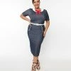 Clothing Unique Vintage Plus Size Denim Renata Pencil Dress
