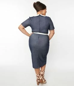 Clothing Unique Vintage Plus Size Denim Renata Pencil Dress