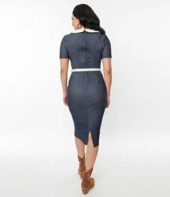 Unique Vintage Denim Renata Pencil Dress Clothing