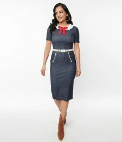 Unique Vintage Denim Renata Pencil Dress Clothing
