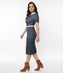 Unique Vintage Denim Renata Pencil Dress Clothing