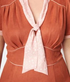 Unique Vintage Plus Size Rust Orange Holloway Wiggle Dress Clothing