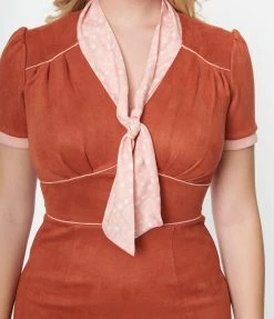 Unique Vintage Rust Orange Holloway Wiggle Dress Clothing