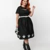 Unique Vintage Plus Size Black & White Star Cut Out Dress
