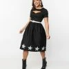Unique Vintage Black & White Star Cut Out Dress Clothing