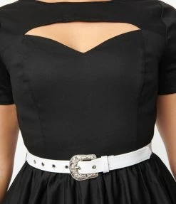 Unique Vintage Black & White Star Cut Out Dress Clothing