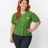 Unique Vintage Plus Size Green & Peach Cardigan Clothing