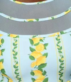 Clothing Unique Vintage Plus Size Mint & Lemon Print Flare Dress