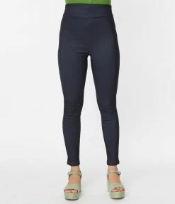 Clothing Unique Vintage Denim Bengaline & Peach Rizzo Cigarette Pants