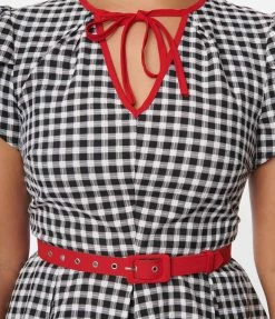 Unique Vintage Black & Ivory Gingham Dahlia Swing Dress