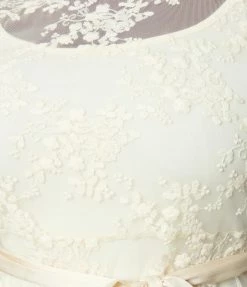 Unique Vintage Plus Size Ivory Floral Lace Bridal Swing Dress Clothing