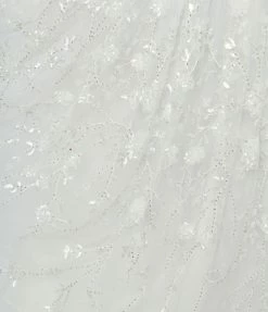 New Arrivals! Unique Vintage Plus Size White Tulle & Floral Beading Bertie Swing Dress