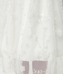 New Arrivals! Unique Vintage White Tulle & Floral Beading Bertie Swing Dress