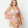 Tops Unique Vintage 1970s Rainbow Floral Coverup