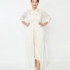 Unique Vintage Plus Size Ivory Floral Lace Bridal Tallullah Duster Clothing