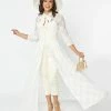 Unique Vintage Ivory Floral Lace Bridal Tallullah Duster Clothing