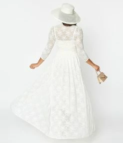 Unique Vintage Ivory Floral Lace Bridal Tallullah Duster Clothing