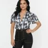 Unique Vintage Black & Wild Horses Flutter Sleeve Bodysuit