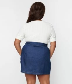 Smak Parlour Plus Size Dark Denim Tulip Match Game Mini Skirt Clothing