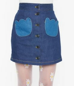 Clothing Smak Parlour Dark Denim Tulip Match Game Mini Skirt