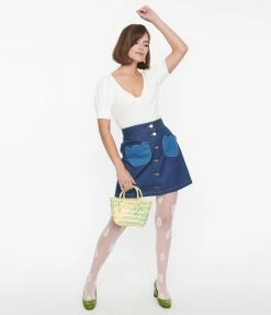 Clothing Smak Parlour Dark Denim Tulip Match Game Mini Skirt