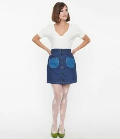 Clothing Smak Parlour Dark Denim Tulip Match Game Mini Skirt