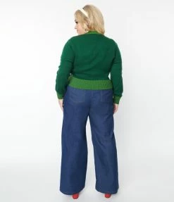 Smak Parlour Plus Size Dark Denim Wide Leg Jeans Clothing