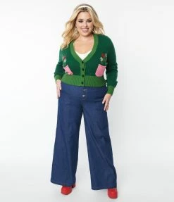 Smak Parlour Plus Size Dark Denim Wide Leg Jeans Clothing