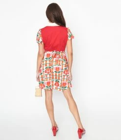 Smak Parlour Red & Orange Tulip Mini Shirt Dress