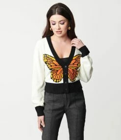 Clothing Smak Parlour Cream & Butterfly Cardigan