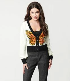 Clothing Smak Parlour Cream & Butterfly Cardigan