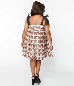 Smak Parlour Clothing Smak Parlor Plus Size Ivory & Monarch Butterfly Print Babydoll Dress