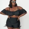 Unique Vintage Plus Size Black Pull Tie Swim Shorts New Arrivals!