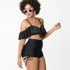 Swimwear Unique Vintage Black Pull Tie Swim Shorts