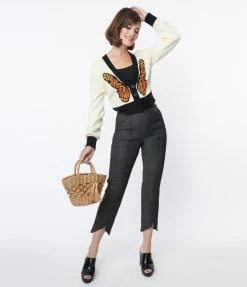 Clothing Smak Parlour Black Denim Notched Capri Jeans