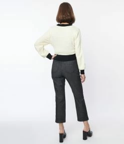 Clothing Smak Parlour Black Denim Notched Capri Jeans