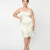 Unique Vintage Plus Size Ivory Satin Long Slip