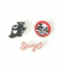 Emily The Strange X Unique Vintage Bad Kitten Club Pin Set