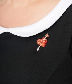 New Arrivals! Unique Vintage Plus Size Black & White Collar Peplum Top