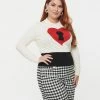 Unique Vintage Plus Size Cream & Red Locked Heart Sweater