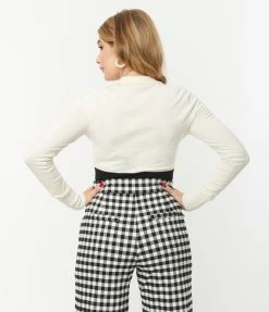 Unique Vintage Cream & Red Locked Heart Sweater Clothing