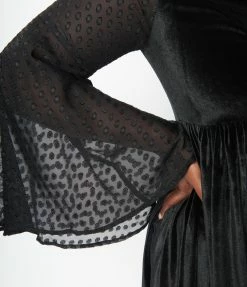 New Arrivals! Smak Parlour Plus Size Black & Clip Dot Aura Babydoll Dress