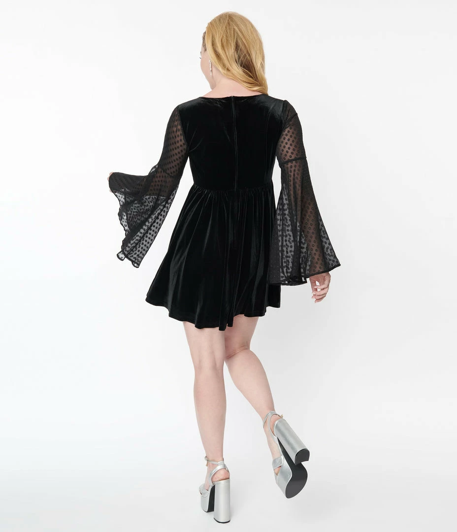 Smak Parlour Black & Clip Dot Aura Babydoll Dress