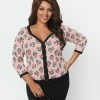Unique Vintage Plus Size Pink & Cherry Hearts Cardigan Clothing
