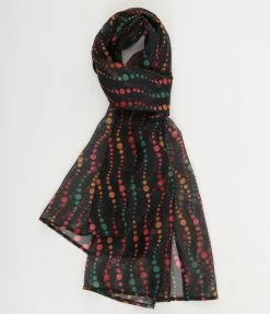 New Arrivals! Unique Vintage Black & Rainbow Dots Print Long Hair Scarf