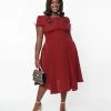 SHEEN Clothing Ltd Plus Size Burgundy Ava Swing Dress