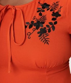 SHEEN Clothing Ltd Plus Size Orange Ava Swing Dress