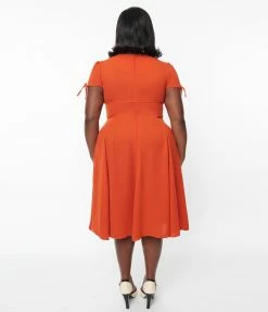 SHEEN Clothing Ltd Plus Size Orange Ava Swing Dress