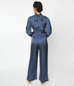 SHEEN Clothing Ltd Navy & White Polka Dot Jumpsuit